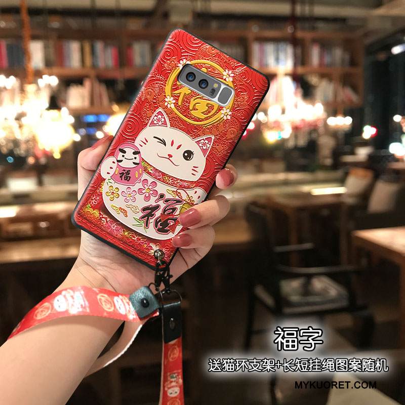 Kuori Samsung Galaxy Note 8 Sarjakuva Ihana Trendi, Kotelo Samsung Galaxy Note 8 Silikoni Rikkaus Punainen