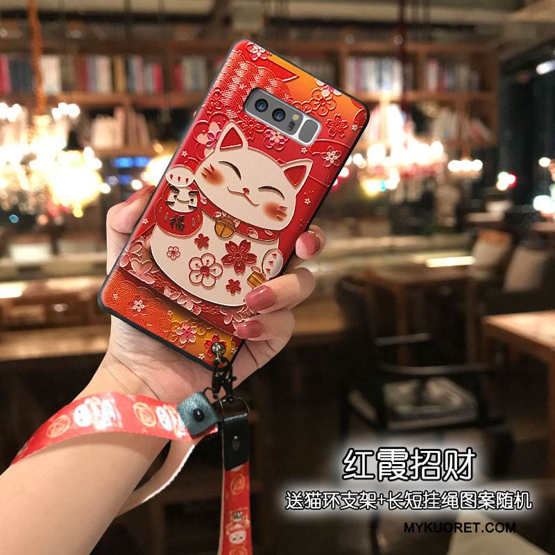 Kuori Samsung Galaxy Note 8 Sarjakuva Ihana Trendi, Kotelo Samsung Galaxy Note 8 Silikoni Rikkaus Punainen