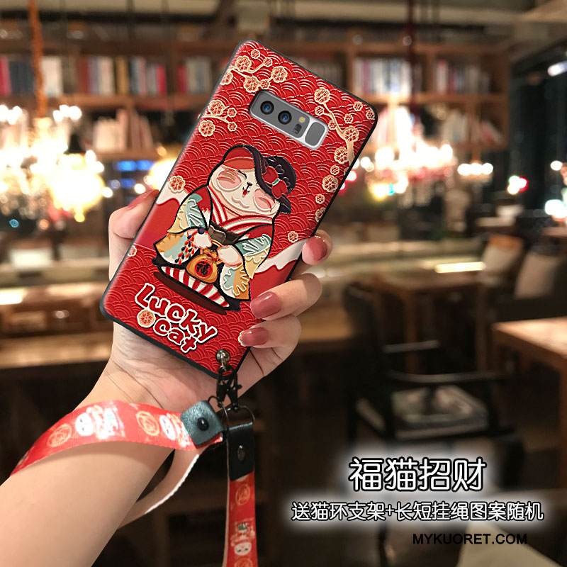 Kuori Samsung Galaxy Note 8 Sarjakuva Ihana Trendi, Kotelo Samsung Galaxy Note 8 Silikoni Rikkaus Punainen