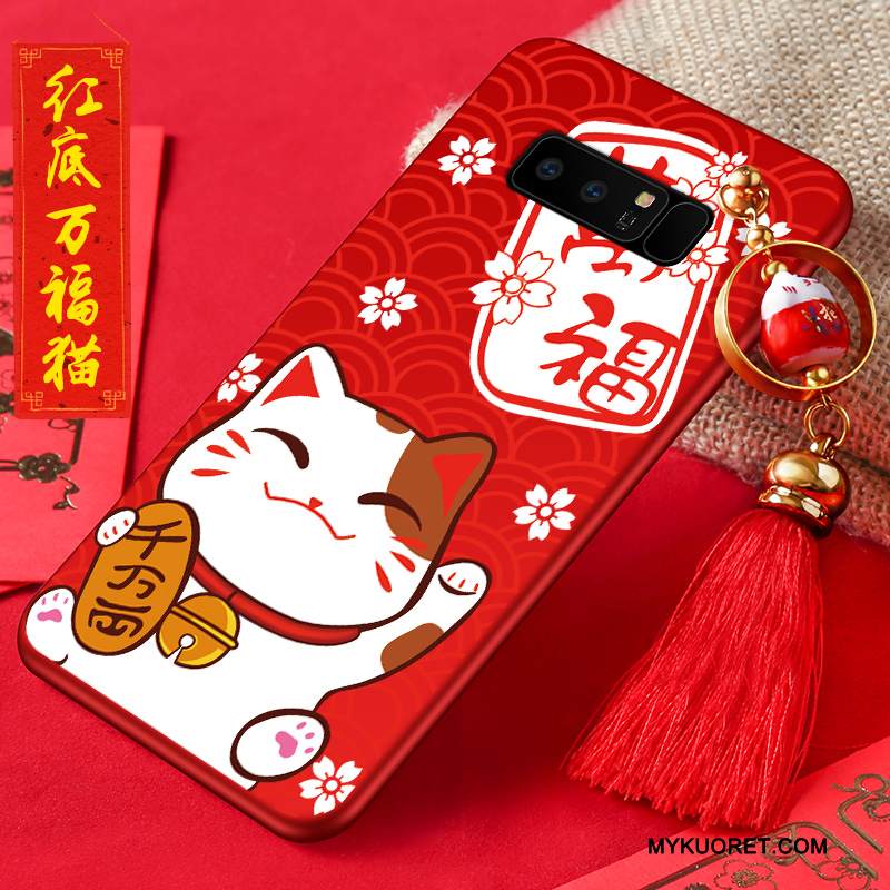 Kuori Samsung Galaxy Note 8 Sarjakuva Murtumaton Punainen, Kotelo Samsung Galaxy Note 8 Suojaus Pesty Suede Persoonallisuus