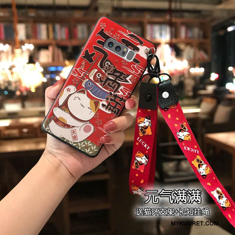 Kuori Samsung Galaxy Note 8 Silikoni Punainen Rikkaus, Kotelo Samsung Galaxy Note 8 Kissa Lyhyet