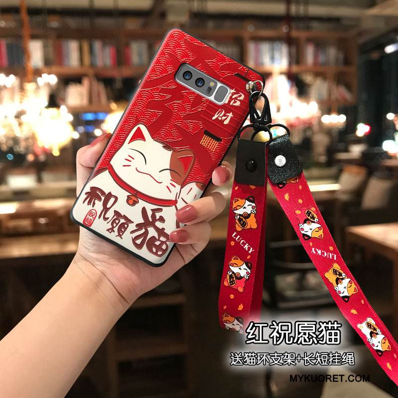 Kuori Samsung Galaxy Note 8 Silikoni Punainen Rikkaus, Kotelo Samsung Galaxy Note 8 Kissa Lyhyet