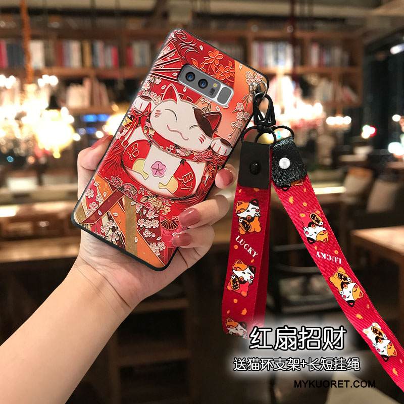 Kuori Samsung Galaxy Note 8 Silikoni Punainen Rikkaus, Kotelo Samsung Galaxy Note 8 Kissa Lyhyet