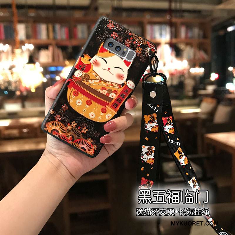 Kuori Samsung Galaxy Note 8 Silikoni Punainen Rikkaus, Kotelo Samsung Galaxy Note 8 Kissa Lyhyet