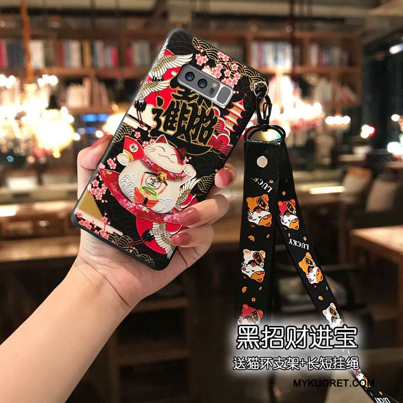 Kuori Samsung Galaxy Note 8 Silikoni Punainen Rikkaus, Kotelo Samsung Galaxy Note 8 Kissa Lyhyet