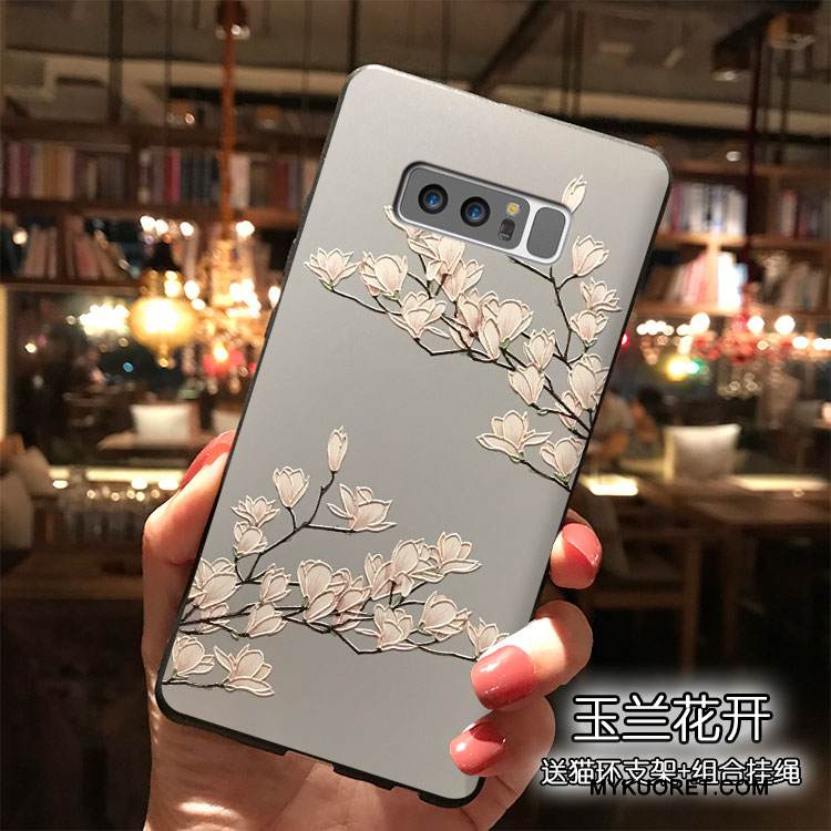 Kuori Samsung Galaxy Note 8 Silikoni Ripustettavat Koristeet Kukka, Kotelo Samsung Galaxy Note 8 Trendi Vaaleansininen