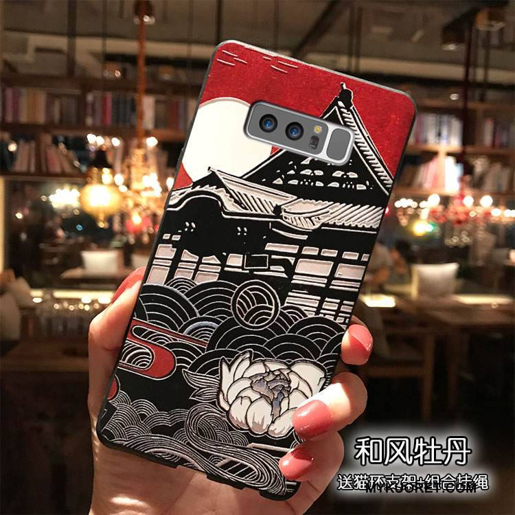 Kuori Samsung Galaxy Note 8 Silikoni Violetti Puhelimen Kuoret, Kotelo Samsung Galaxy Note 8 Tuuli Ripustettavat Koristeet