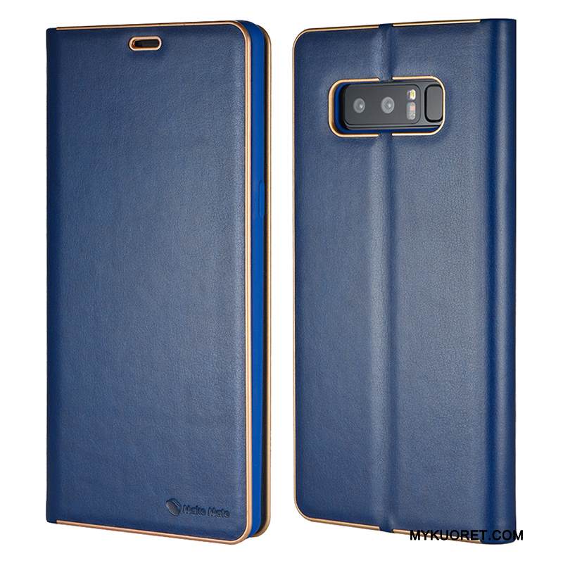 Kuori Samsung Galaxy Note 8 Suojaus Puhelimen Kuoret Ultra, Kotelo Samsung Galaxy Note 8 Nahka Tummansininen