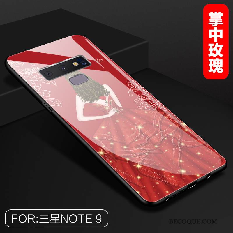 Kuori Samsung Galaxy Note 9 Laukut Trendi Peili, Kotelo Samsung Galaxy Note 9 Luova Net Red Lasi
