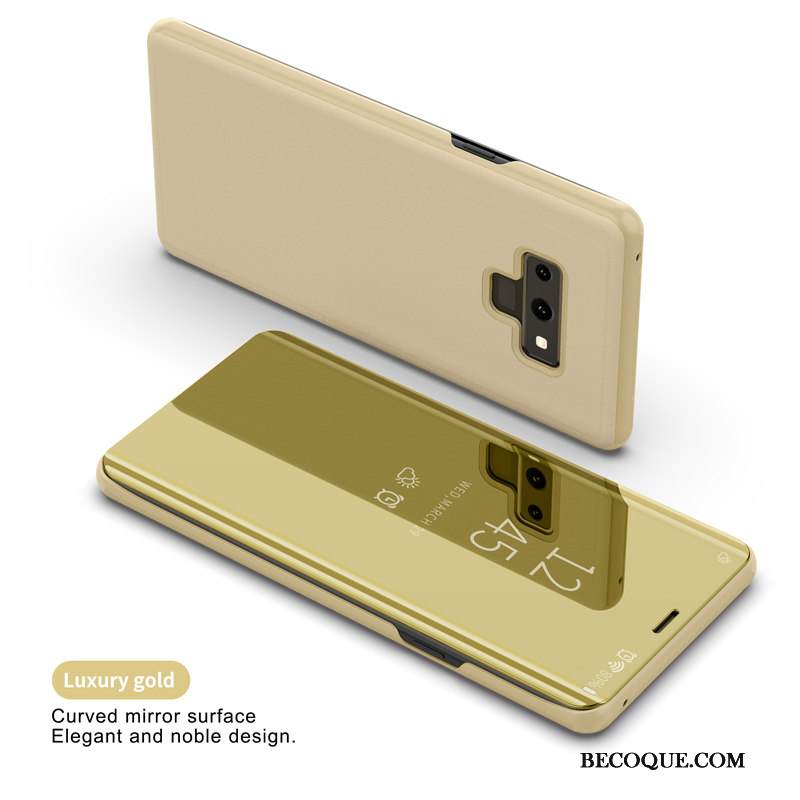 Kuori Samsung Galaxy Note 9 Nahka Peili Pinkki, Kotelo Samsung Galaxy Note 9 Suojaus Puhelimen Kuoret Kulta