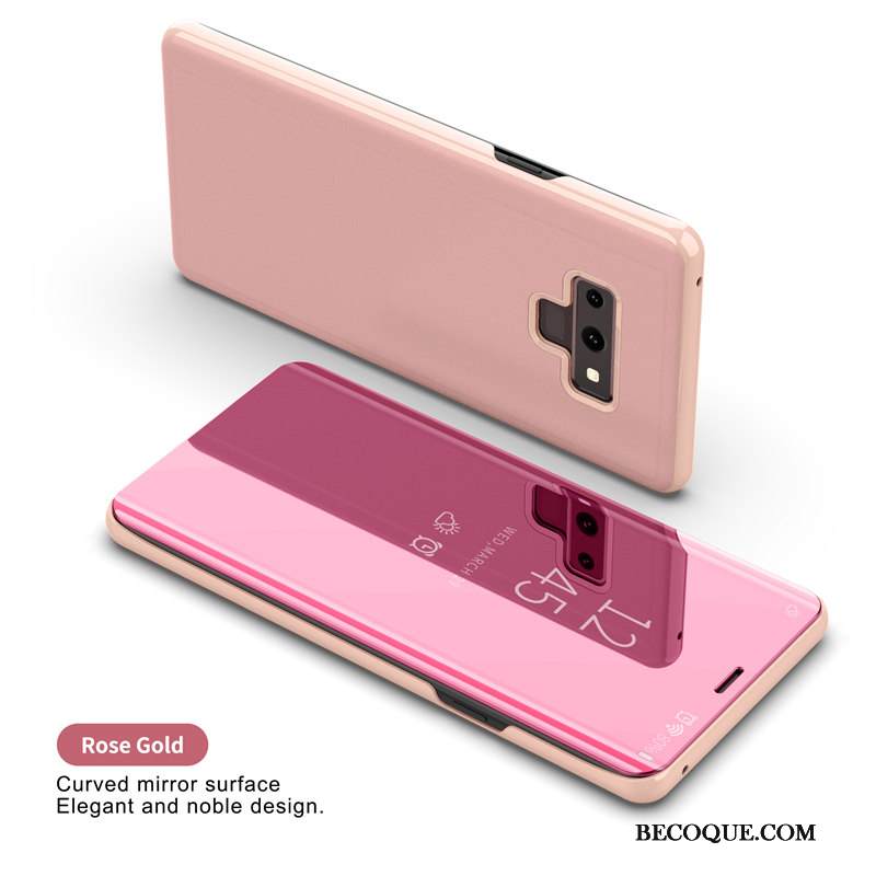 Kuori Samsung Galaxy Note 9 Nahka Peili Pinkki, Kotelo Samsung Galaxy Note 9 Suojaus Puhelimen Kuoret Kulta