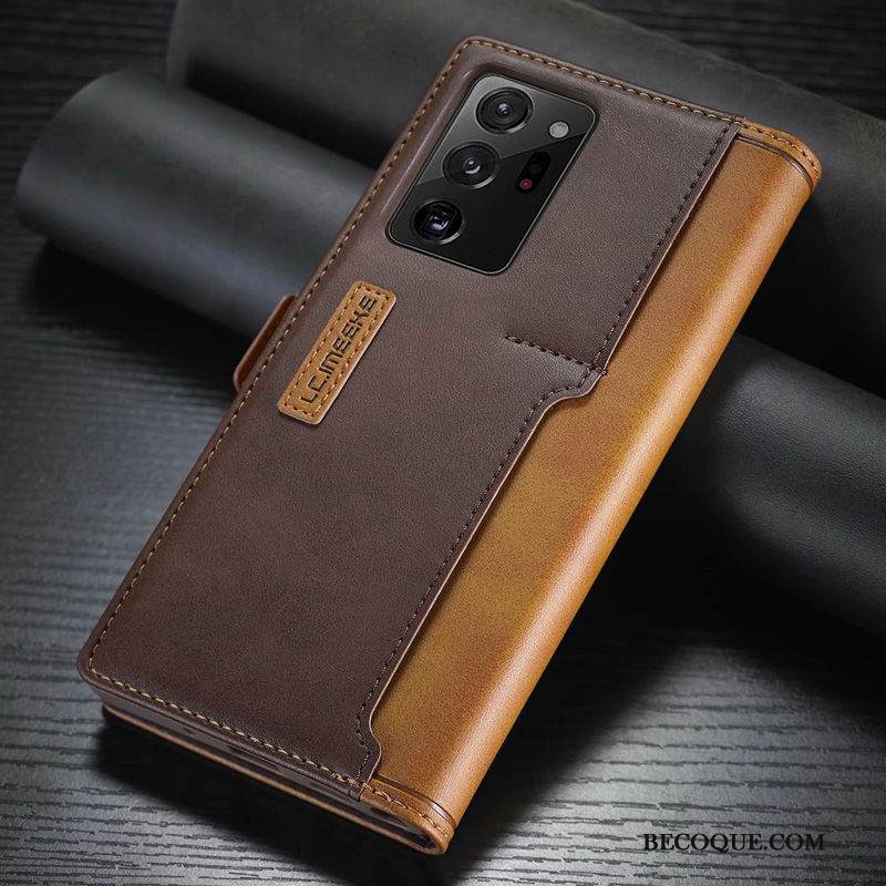 Kuori Samsung Galaxy Note20 Ultra Nahka Keltainen Kortti, Kotelo Samsung Galaxy Note20 Ultra Kuoret Puhelimen Kuoret