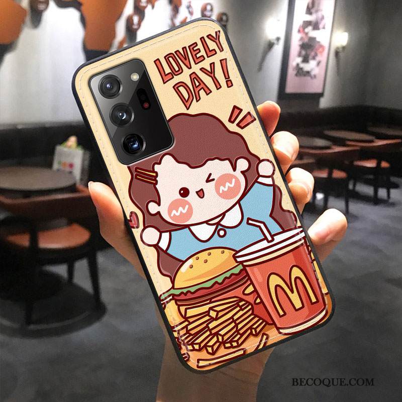 Kuori Samsung Galaxy Note20 Ultra Sarjakuva Kukkakuvio Persoonallisuus, Kotelo Samsung Galaxy Note20 Ultra Nahka Murtumaton Keltainen