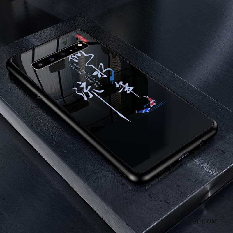 Kuori Samsung Galaxy S10 5g Maalaus Karkaisu Net Red, Kotelo Samsung Galaxy S10 5g Suojaus Tummansininen Rakastunut