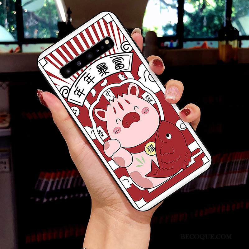 Kuori Samsung Galaxy S10 5g Maalaus Net Red Ihana, Kotelo Samsung Galaxy S10 5g Luova Valkoinen Trendi