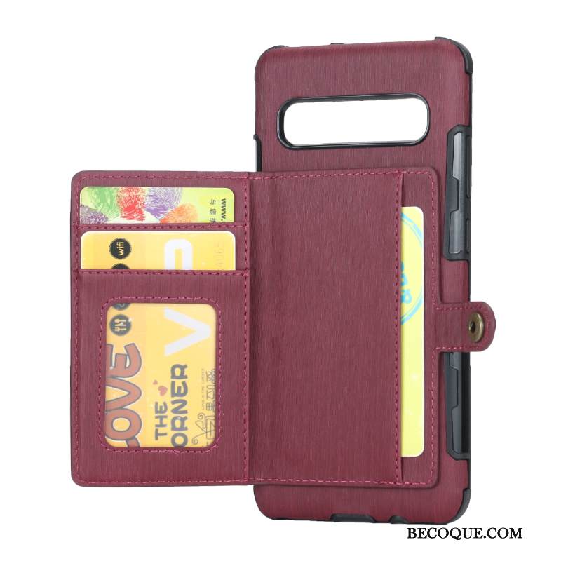 Kuori Samsung Galaxy S10 5g Nahka Musta Murtumaton, Kotelo Samsung Galaxy S10 5g Suojaus Kortti