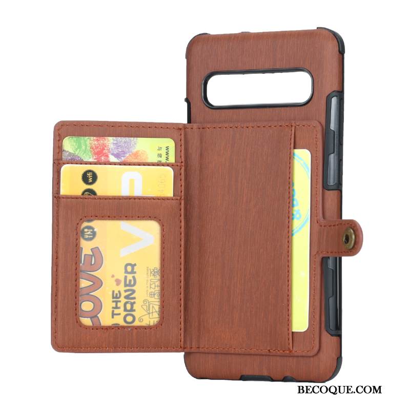 Kuori Samsung Galaxy S10 5g Nahka Musta Murtumaton, Kotelo Samsung Galaxy S10 5g Suojaus Kortti