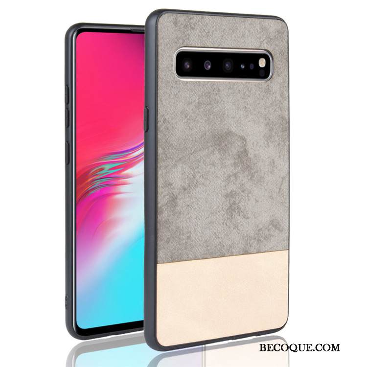 Kuori Samsung Galaxy S10 5g Nahka Värisävyt Puhelimen Kuoret, Kotelo Samsung Galaxy S10 5g Suojaus Musta Cowboy