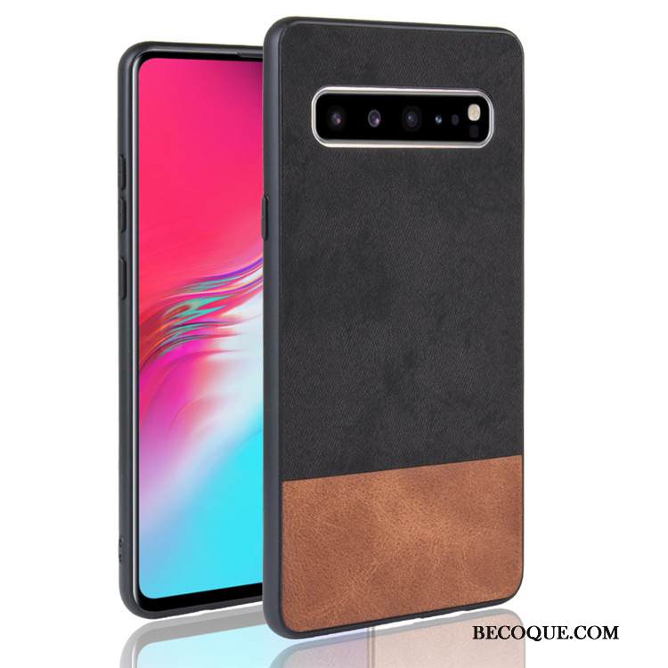 Kuori Samsung Galaxy S10 5g Nahka Värisävyt Puhelimen Kuoret, Kotelo Samsung Galaxy S10 5g Suojaus Musta Cowboy