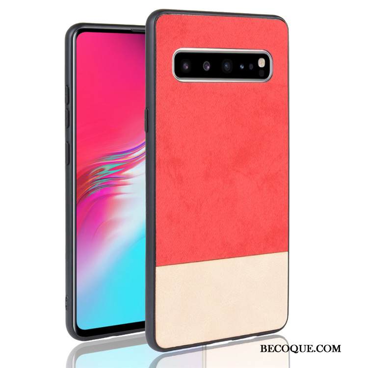 Kuori Samsung Galaxy S10 5g Nahka Värisävyt Puhelimen Kuoret, Kotelo Samsung Galaxy S10 5g Suojaus Musta Cowboy