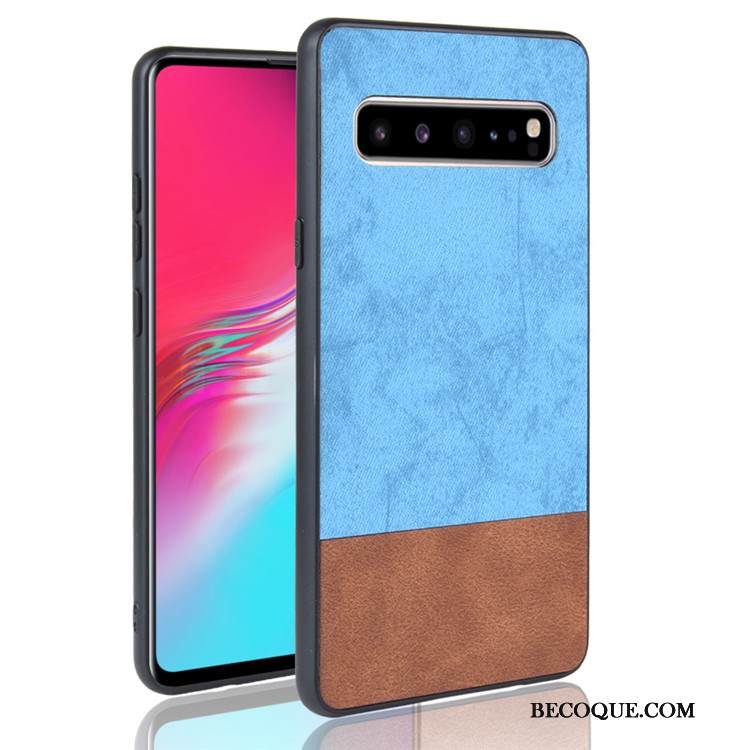 Kuori Samsung Galaxy S10 5g Nahka Värisävyt Puhelimen Kuoret, Kotelo Samsung Galaxy S10 5g Suojaus Musta Cowboy
