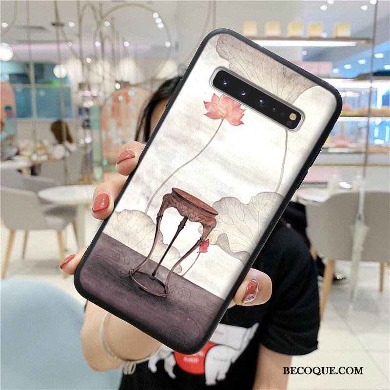 Kuori Samsung Galaxy S10 5g Silikoni Persoonallisuus Kiinalainen Tyyli, Kotelo Samsung Galaxy S10 5g Suojaus Murtumaton Net Red