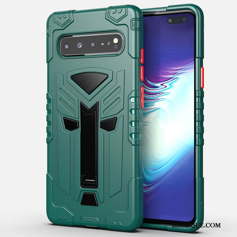 Kuori Samsung Galaxy S10 5g Tuki Takakansi Vihreä, Kotelo Samsung Galaxy S10 5g Suojaus Puhelimen Kuoret