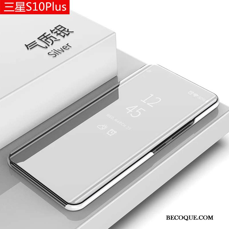 Kuori Samsung Galaxy S10+ Laukut Hopea Trendi, Kotelo Samsung Galaxy S10+ Pehmeä Neste Puhelimen Kuoret Horrostila