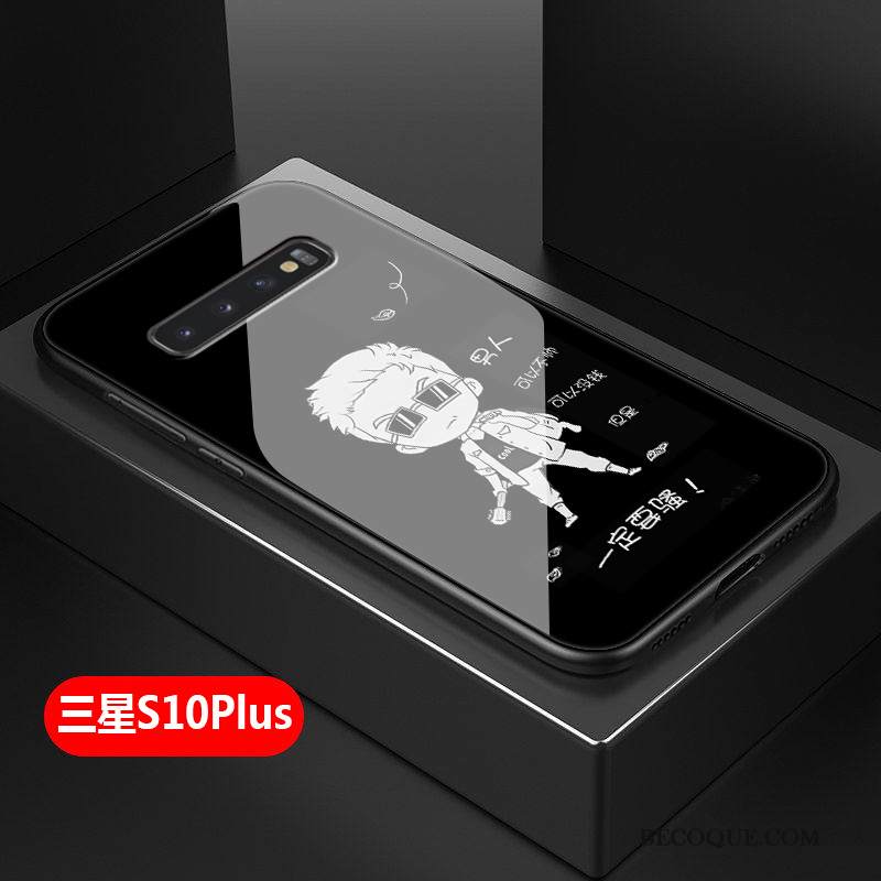 Kuori Samsung Galaxy S10+ Laukut Lasi Persoonallisuus, Kotelo Samsung Galaxy S10+ Silikoni Puhelimen Kuoret Sininen