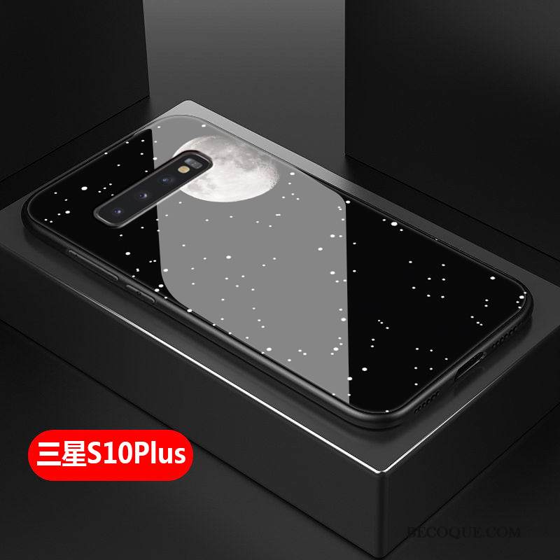 Kuori Samsung Galaxy S10+ Laukut Lasi Persoonallisuus, Kotelo Samsung Galaxy S10+ Silikoni Puhelimen Kuoret Sininen