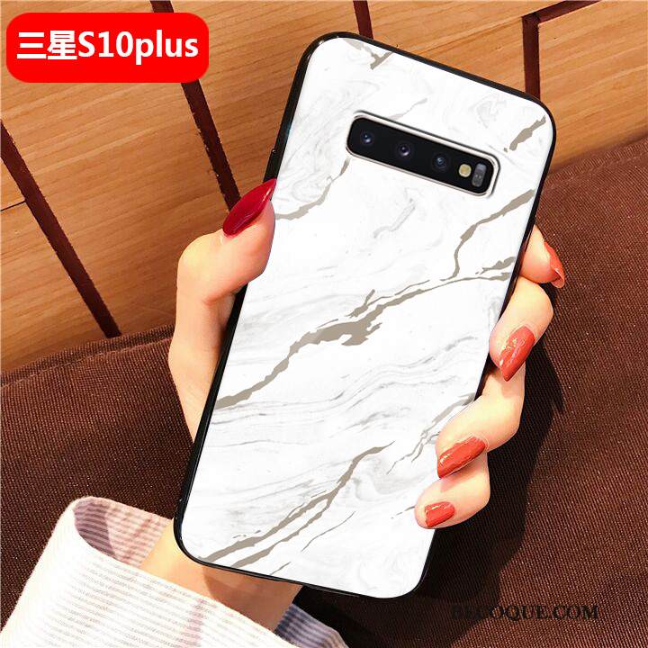 Kuori Samsung Galaxy S10+ Laukut Murtumaton Kova, Kotelo Samsung Galaxy S10+ Pehmeä Neste Tide-brändi Lasi