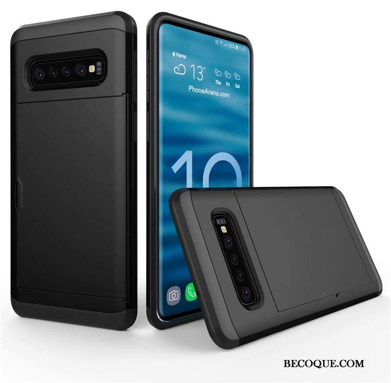 Kuori Samsung Galaxy S10+ Laukut Murtumaton Kulta, Kotelo Samsung Galaxy S10+ Suojaus Kortti Puhelimen Kuoret