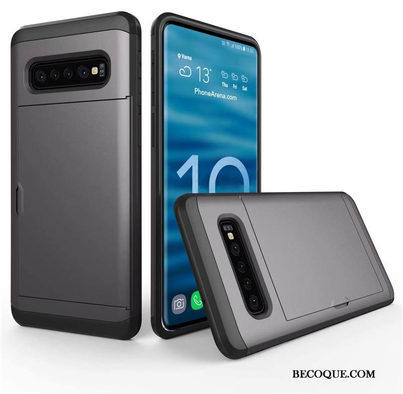 Kuori Samsung Galaxy S10+ Laukut Murtumaton Kulta, Kotelo Samsung Galaxy S10+ Suojaus Kortti Puhelimen Kuoret