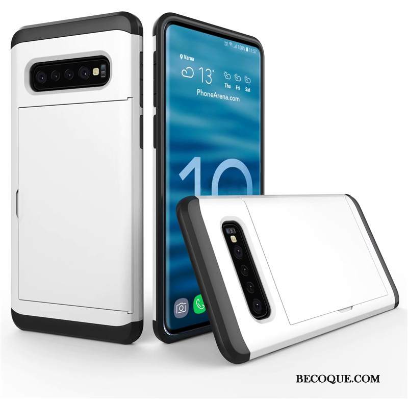 Kuori Samsung Galaxy S10+ Laukut Murtumaton Kulta, Kotelo Samsung Galaxy S10+ Suojaus Kortti Puhelimen Kuoret
