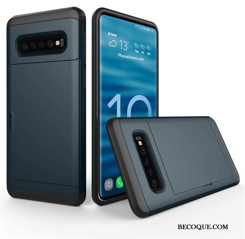 Kuori Samsung Galaxy S10+ Laukut Murtumaton Kulta, Kotelo Samsung Galaxy S10+ Suojaus Kortti Puhelimen Kuoret