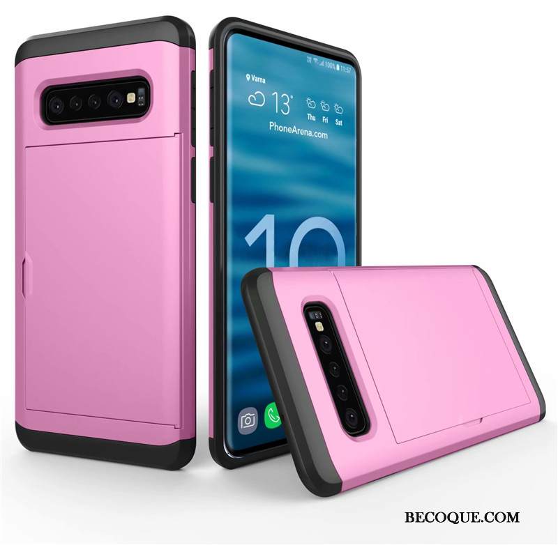 Kuori Samsung Galaxy S10+ Laukut Murtumaton Kulta, Kotelo Samsung Galaxy S10+ Suojaus Kortti Puhelimen Kuoret