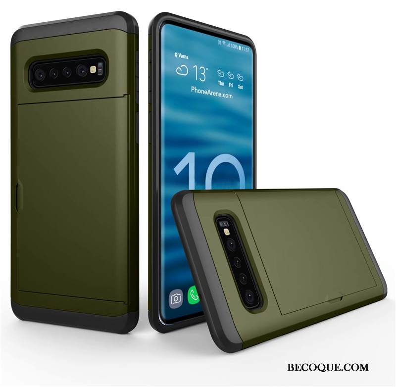 Kuori Samsung Galaxy S10+ Laukut Murtumaton Kulta, Kotelo Samsung Galaxy S10+ Suojaus Kortti Puhelimen Kuoret