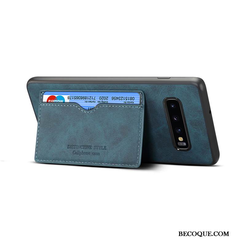 Kuori Samsung Galaxy S10+ Laukut Murtumaton Trendi, Kotelo Samsung Galaxy S10+ Nahka Puhelimen Kuoret Vihreä