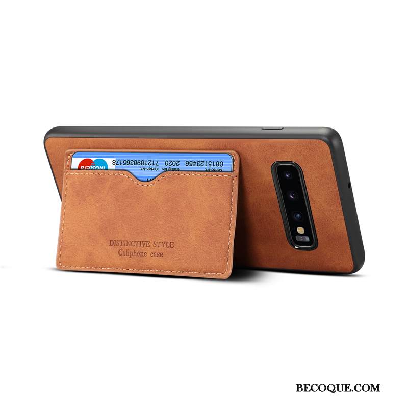 Kuori Samsung Galaxy S10+ Laukut Murtumaton Trendi, Kotelo Samsung Galaxy S10+ Nahka Puhelimen Kuoret Vihreä