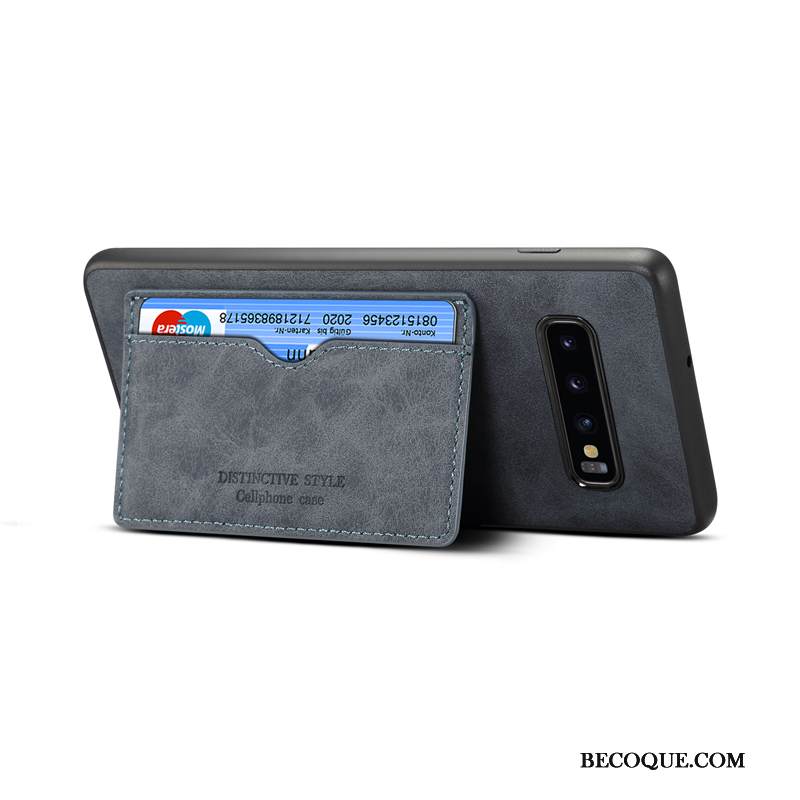 Kuori Samsung Galaxy S10+ Laukut Murtumaton Trendi, Kotelo Samsung Galaxy S10+ Nahka Puhelimen Kuoret Vihreä