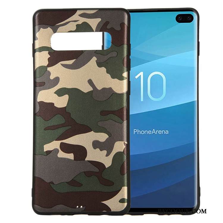 Kuori Samsung Galaxy S10+ Laukut Pu Puhelimen Kuoret, Kotelo Samsung Galaxy S10+ Pehmeä Neste Valkoinen Naamiointi