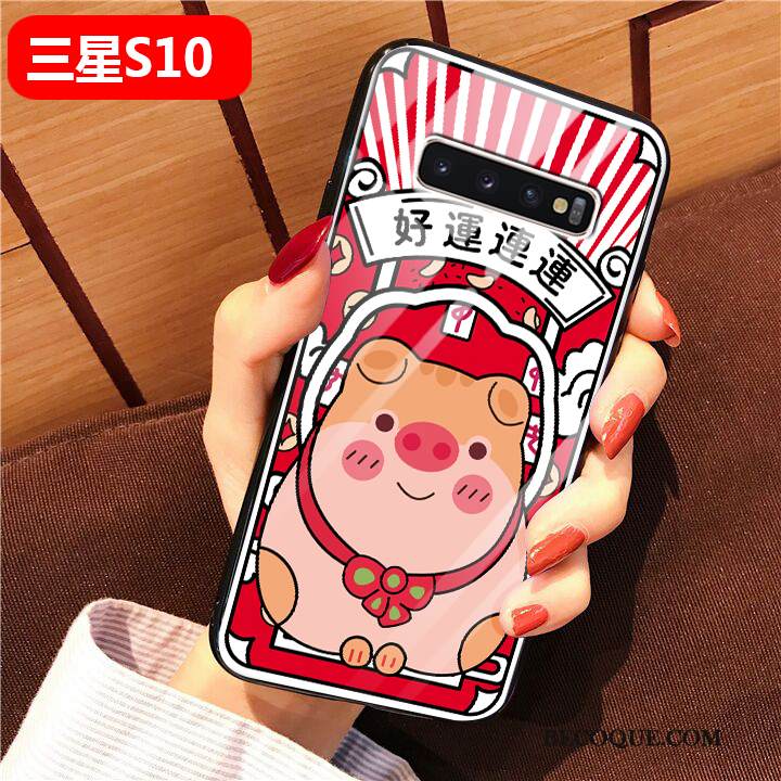 Kuori Samsung Galaxy S10 Laukut Puhelimen Kuoret Kova, Kotelo Samsung Galaxy S10 Sarjakuva Lasi Murtumaton
