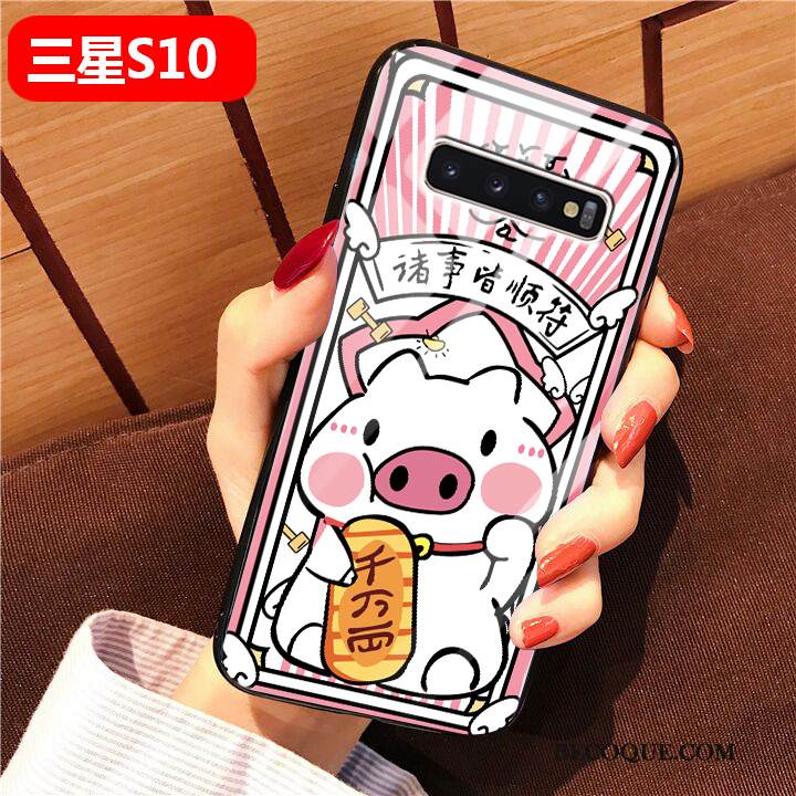 Kuori Samsung Galaxy S10 Laukut Puhelimen Kuoret Kova, Kotelo Samsung Galaxy S10 Sarjakuva Lasi Murtumaton