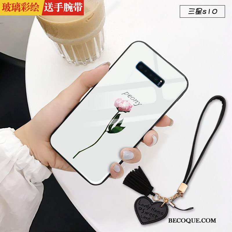 Kuori Samsung Galaxy S10 Luova Valkoinen Net Red, Kotelo Samsung Galaxy S10 Laukut Persoonallisuus Pieni