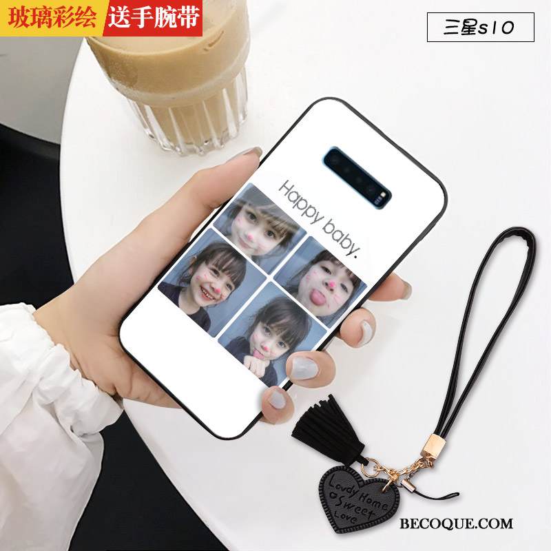 Kuori Samsung Galaxy S10 Luova Valkoinen Net Red, Kotelo Samsung Galaxy S10 Laukut Persoonallisuus Pieni