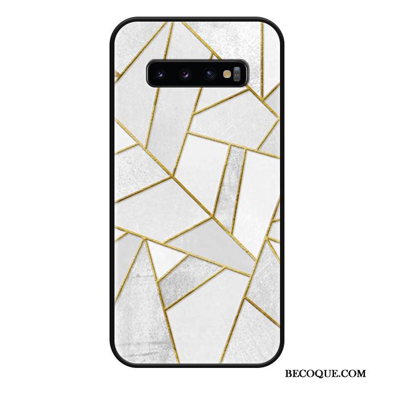 Kuori Samsung Galaxy S10+ Monivärinen Geometria Valkoinen, Kotelo Samsung Galaxy S10+ Kohokuviointi Persoonallisuus Yksinkertainen