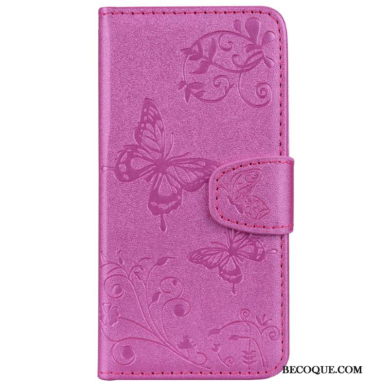 Kuori Samsung Galaxy S10+ Nahka Kortti Perhonen, Kotelo Samsung Galaxy S10+ Suojaus Kukka Puhelimen Kuoret