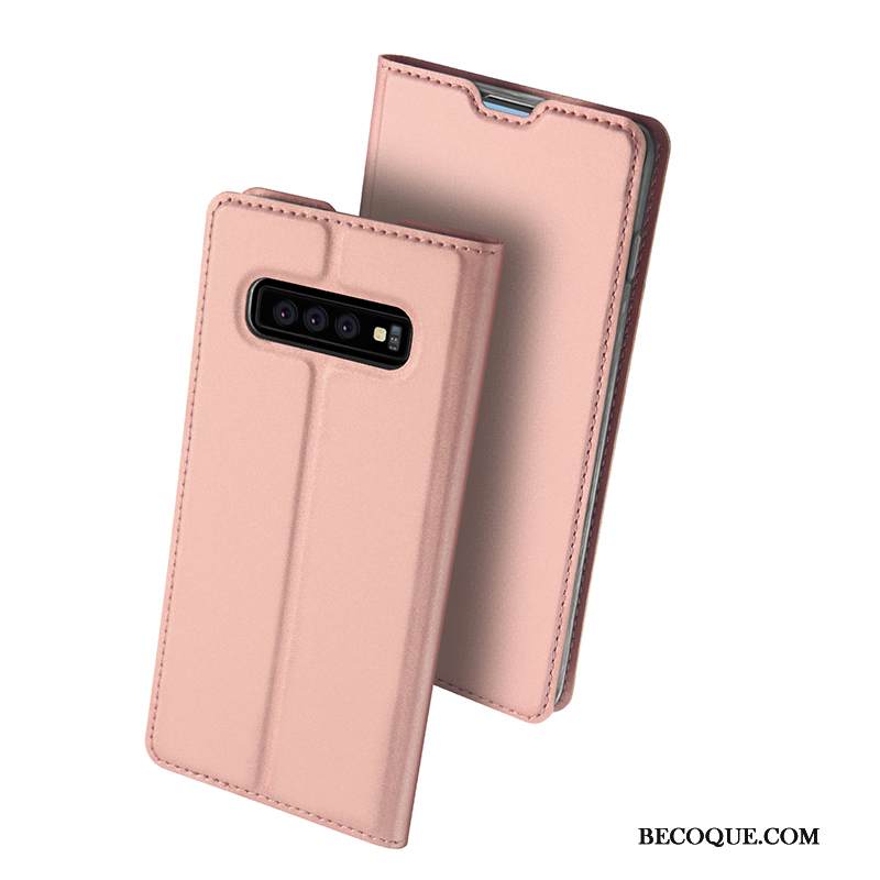 Kuori Samsung Galaxy S10+ Nahka Kortti Puhelimen Kuoret, Kotelo Samsung Galaxy S10+ Pehmeä Neste Liiketoiminta Kulta