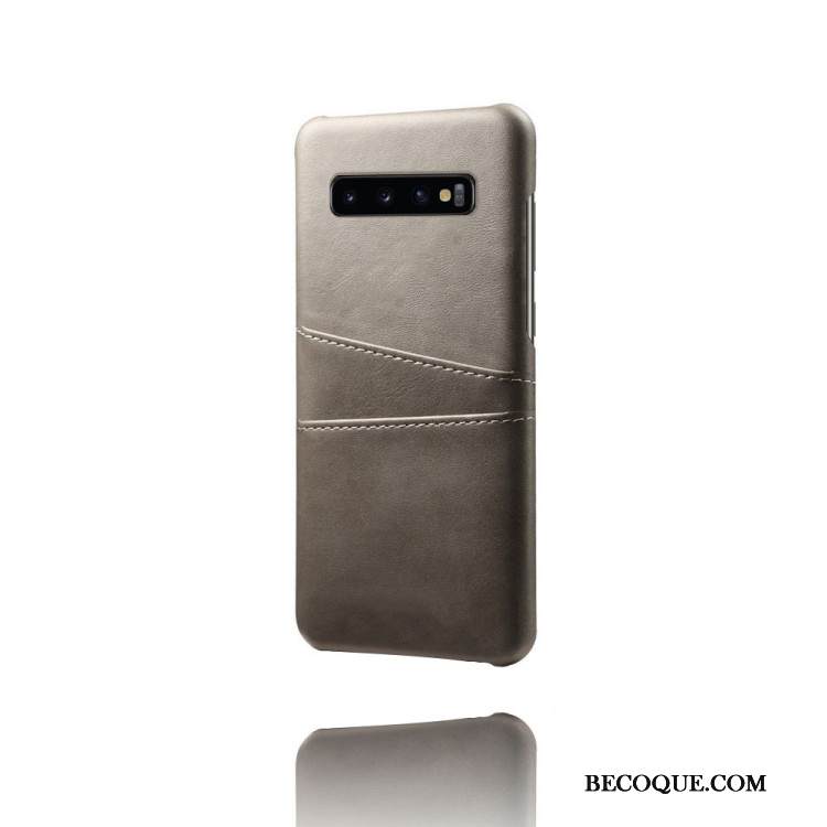 Kuori Samsung Galaxy S10 Nahka Kortti Sininen, Kotelo Samsung Galaxy S10 Suojaus Puhelimen Kuoret