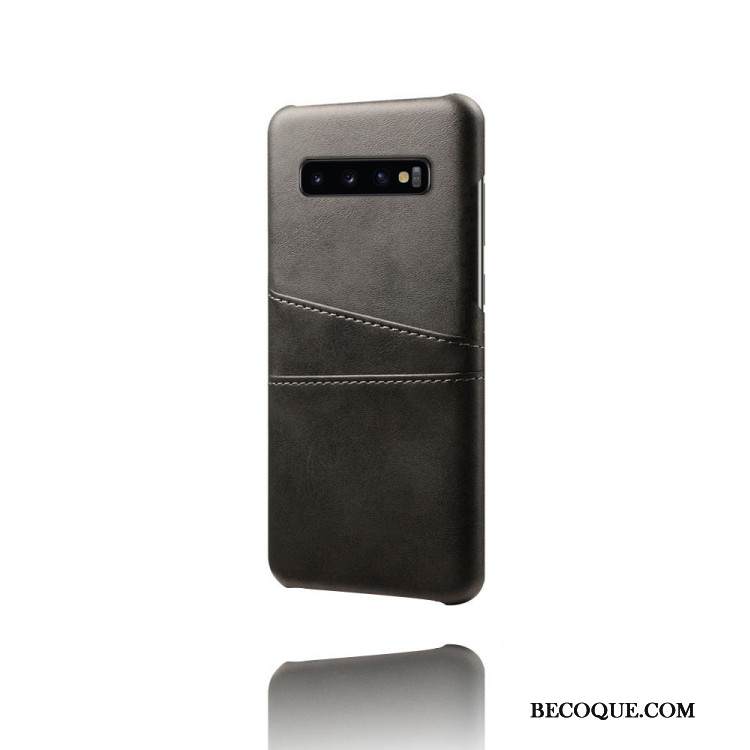 Kuori Samsung Galaxy S10 Nahka Kortti Sininen, Kotelo Samsung Galaxy S10 Suojaus Puhelimen Kuoret